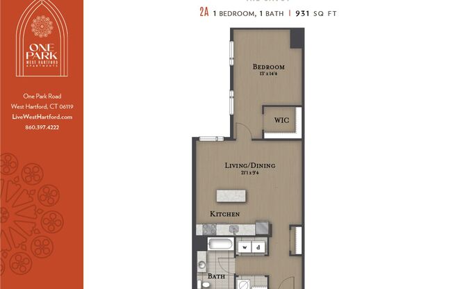 1 bed, 1 bath, 931 sqft, $2,540, Unit 124