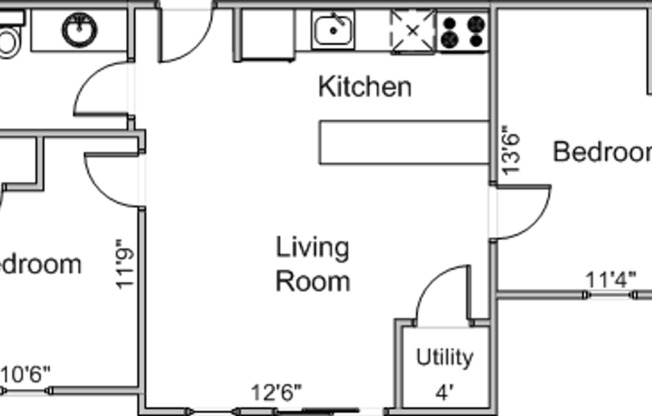 2 beds, 1 bath, 600 sqft, $2,309, Unit 45R-304