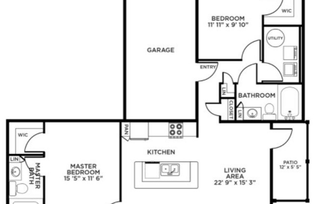 2 beds, 2 baths, 1,075 sqft, $1,549, Unit 9-101