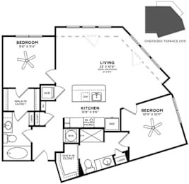 2 beds, 2 baths, 1,037 sqft, $2,215