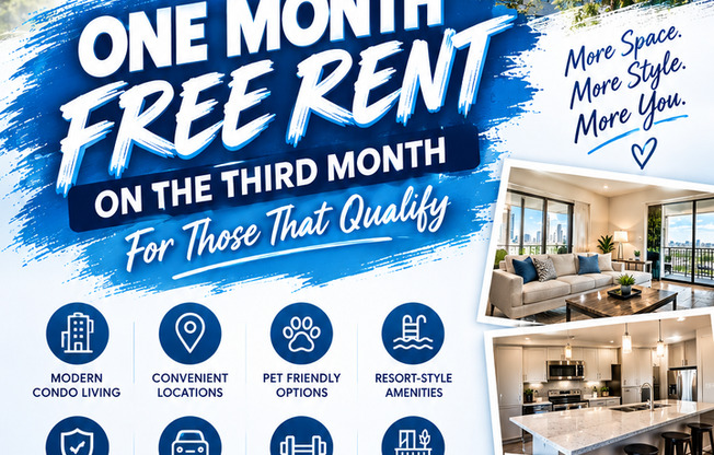 Elegant 2-Bedroom Urban Condo with Pool Views & Resort-Style Amenities-One month free rent the third month