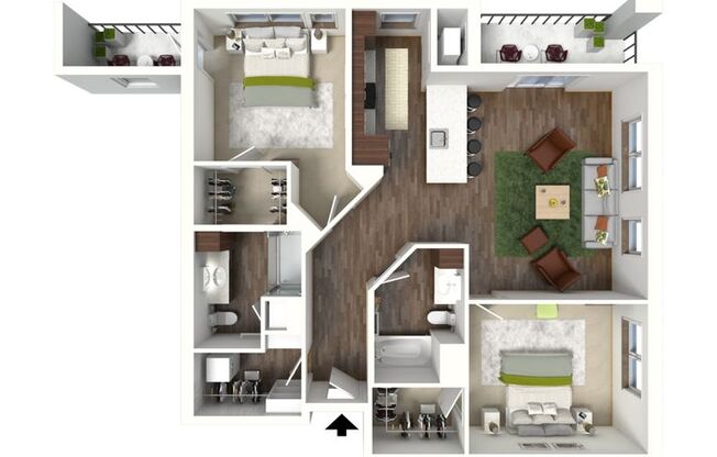 2 beds, 2 baths, 1,174 sqft, $1,995, Unit B-214