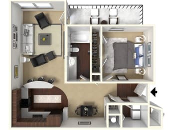 1 bed, 1 bath, 758 sqft, $1,347