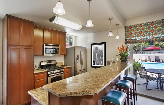 Clubhouse Kitchen, at Patterson Place Apartments, Towbes, Santa Barbara, CA