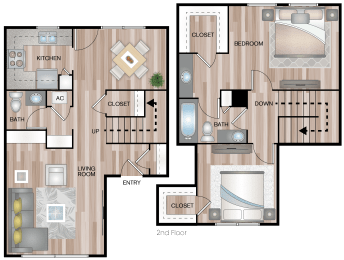 2 beds, 2 baths, 1,269 sqft, $1,564