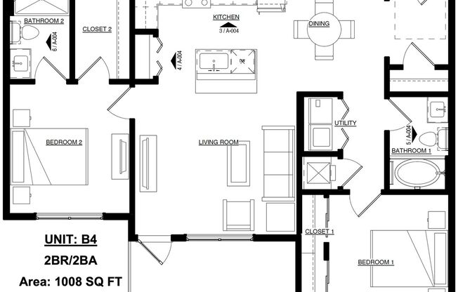 2 beds, 2 baths, 932 sqft, $1,595, Unit Unit 43-C