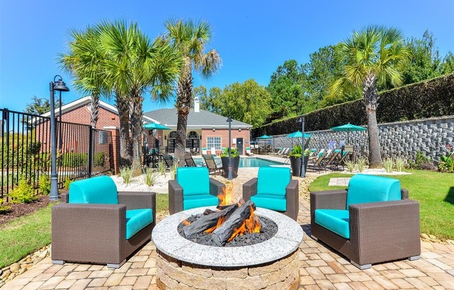 firepit next to pool