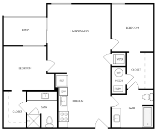 2 beds, 2 baths, 910 sqft, $1,910