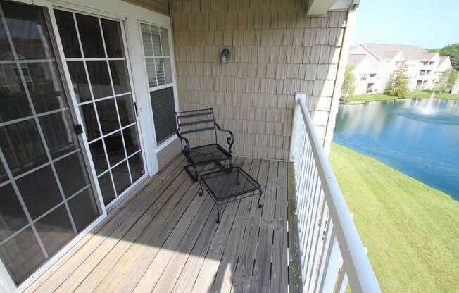 This is a photo of the balcony in the 2 bedroom Atlantic floor plan at Nantucket Apartments in Loveland, OH.