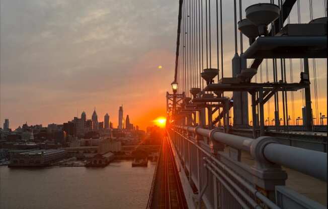 View of the Benjamin Franklin Bridge at Sunset from The View at Old City, Philadelphia