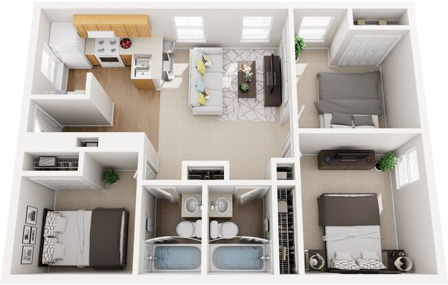 3 beds, 2 baths, 1,100 sqft, $1,225, Unit 509-3