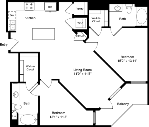 2 beds, 2 baths, 1,050 sqft, $3,443, Unit 1209