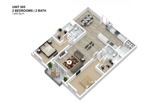 2 beds, 2 baths, 1,455 sqft, $3,150, Unit 405