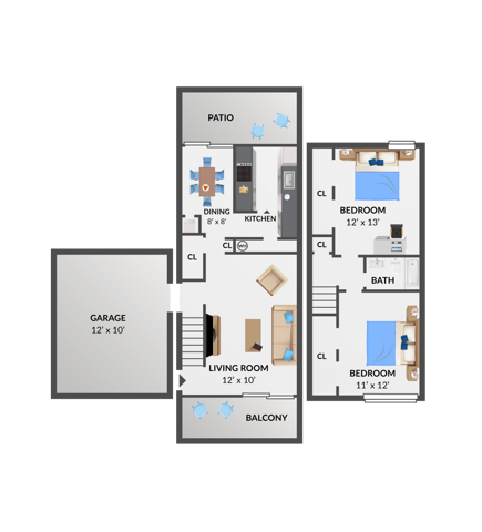 2 beds, 1 bath, 900 sqft, $1,775