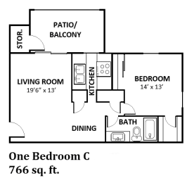 1 bed, 1 bath, 766 sqft, $955