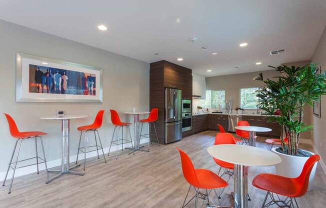 Kitchen with seating office area l The Parc at Pruneyard Apartments