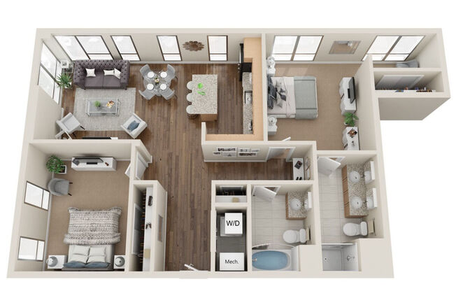 2 beds, 2 baths, 1,200 sqft, $4,650