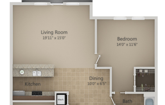 1 bed, 1 bath, 1,050 sqft, $1,842