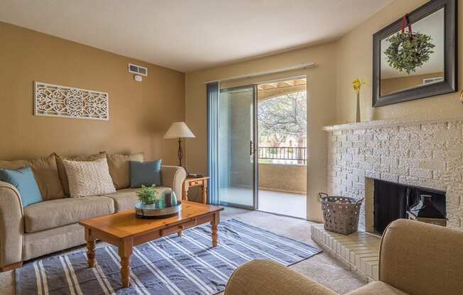 Catalina Canyon large living room with back sliding door. 