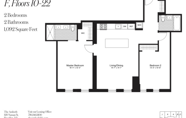 2 beds, 2 baths, 1,092 sqft, $6,495, Unit 12F