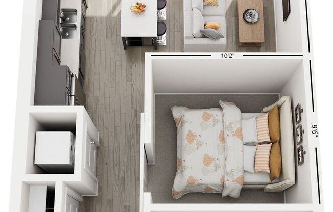 Studio, 1 bath, 498 sqft, $1,450, Unit 240