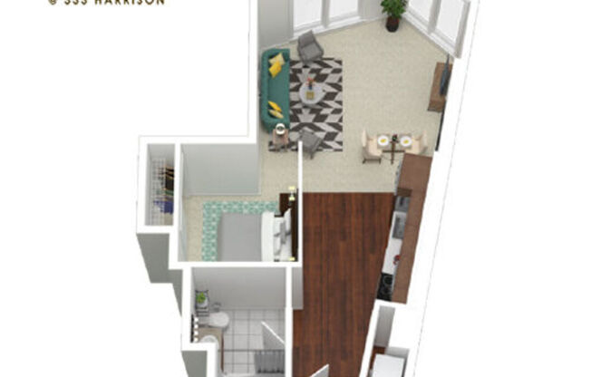 Studio, 1 bath, 608 sqft, $3,481