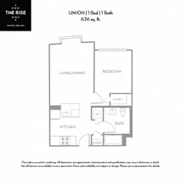 1 bed, 1 bath, 636 sqft, $4,001