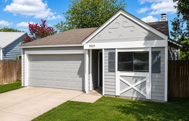 Charming one-story home in San Antonio’s 78250 area featuring 3 bedrooms, 2 bathrooms, an attached 2-car garage, and a large fenced backyard with mature trees.