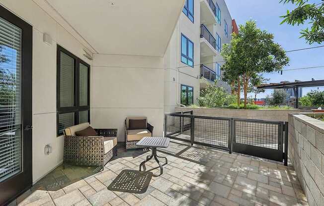 Patio at Bayview Apartments, Emeryville, CA