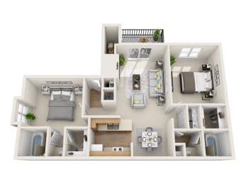 2 beds, 2 baths, 1,040 sqft, $1,776
