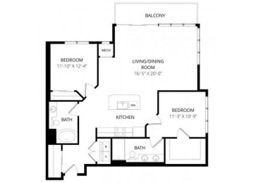 2 beds, 2 baths, 1,224 sqft, $2,885