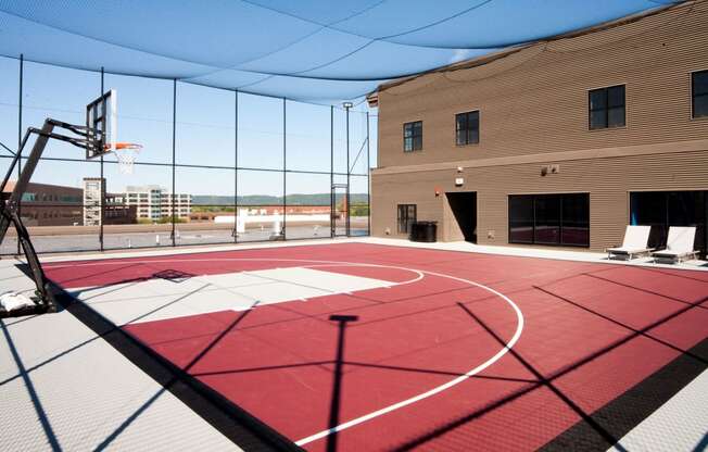 Hub | Rooftop Sports Court | Basketball | Bag Toss | Grill | Lounge Chairs | Three Sixty Real Estate