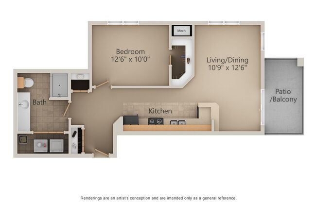 1 bed, 1 bath, 725 sqft, $1,410, Unit 303