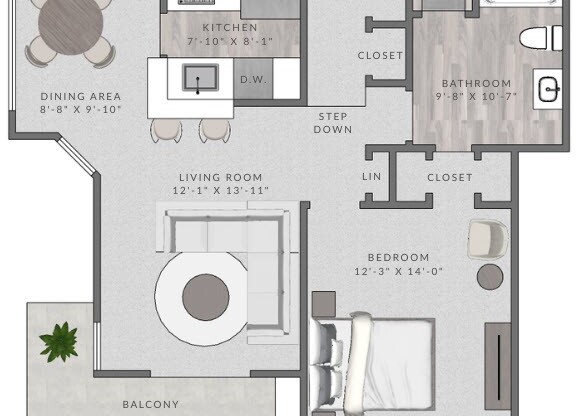 1 bed, 1 bath, 859 sqft, $2,309