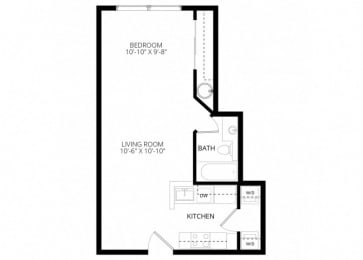 Studio, 1 bath, 474 sqft, $1,180
