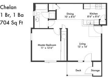 1 bed, 1 bath, 704 sqft, $1,425