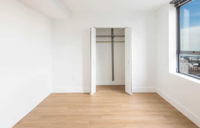 Studio Living Space with Hardwood Flooring