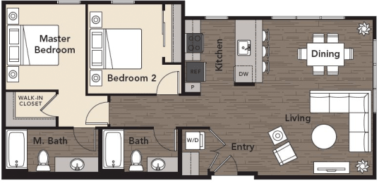 2 beds, 2 baths, 1,011 sqft, $2,809