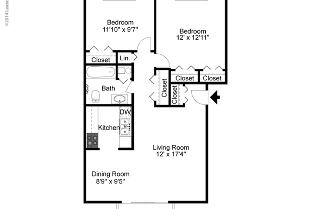 2 beds, 1 bath, 807 sqft, $950