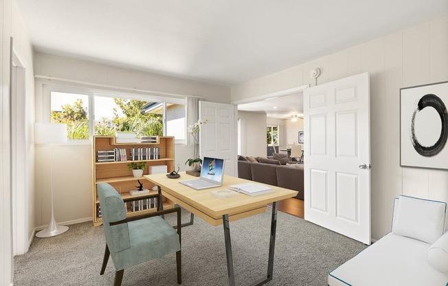Bedroom with Carpet and Bathroom