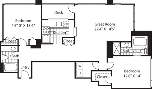 2 beds, 2 baths, 1,847 sqft, $7,103, Unit 25D