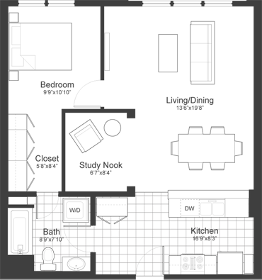 1 bed, 1 bath, 787 sqft, $3,100