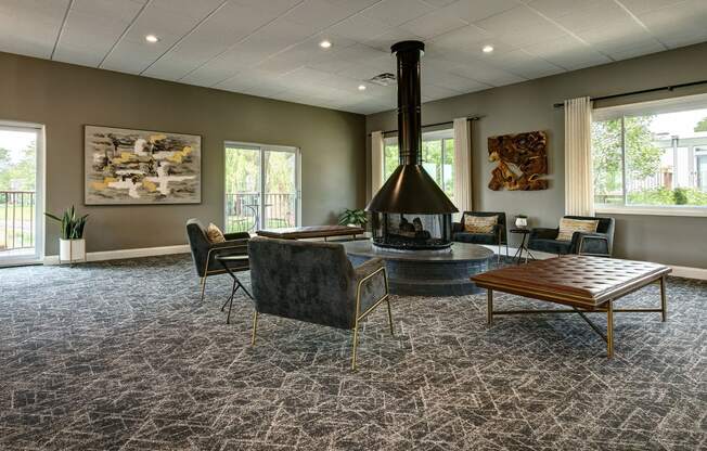Modern Lounge Room at Foxboro Apartments, Illinois, 60090