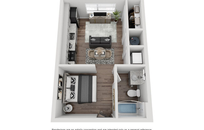 Studio, 1 bath, 412 sqft, $1,499