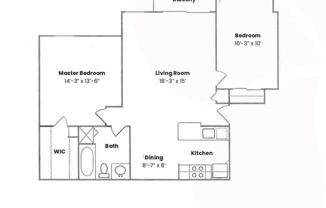2 beds, 1 bath, 1,003 sqft, $1,565, Unit 09-9408-208