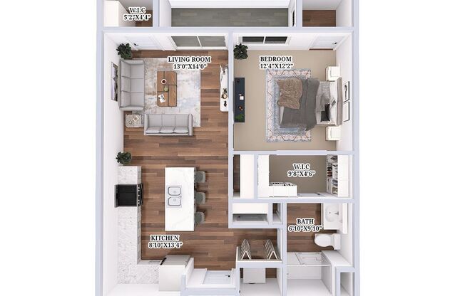 1 bed, 1 bath, 793 sqft, $1,575, Unit D1-307