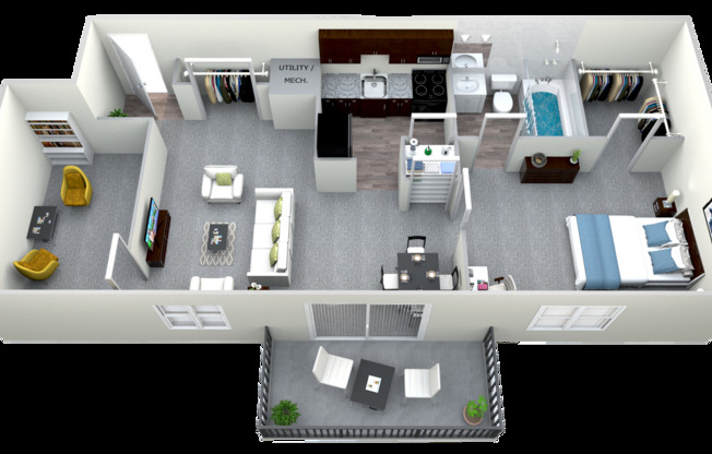 1 bed, 1 bath, 673 sqft, $1,100