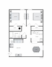2 beds, 1 bath, 746 sqft, $799