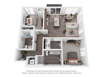 2 beds, 2 baths, 1,111 sqft, $2,960