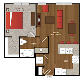 1 bed, 1 bath, 722 sqft, $1,849